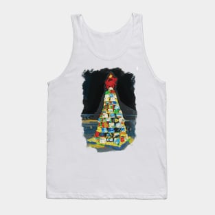 Crab Basket Christmas Tree with Lights in Watercolor Tank Top